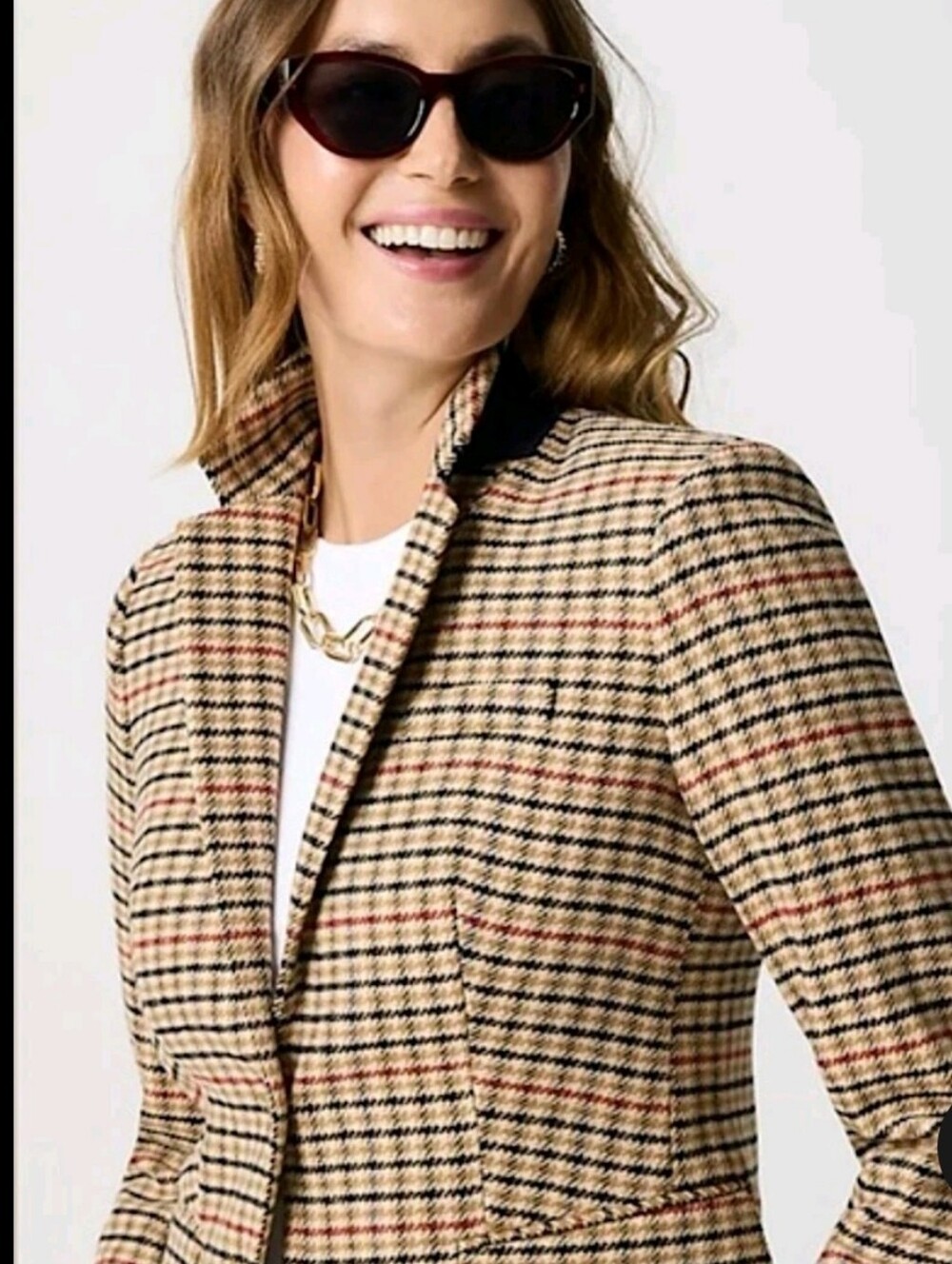 J.Crew Plaid Herringbone Tan Wool Blend Schoolboy Blazer Old-money Academia Fall - Picture 2 of 15
